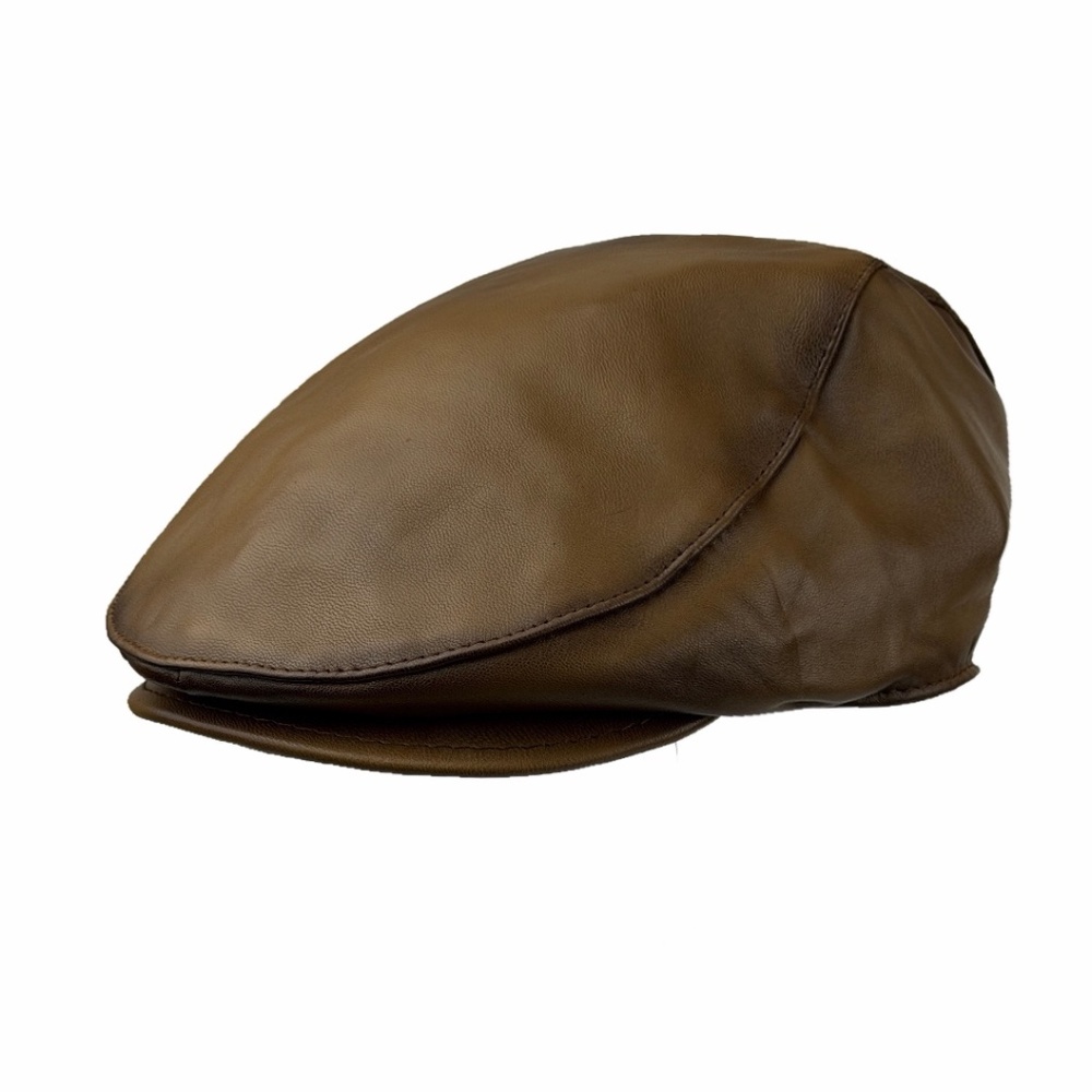 Handmade Real Leather Ivy Cap Flat Hat | Vintage Cabbie Newsboy | Brown